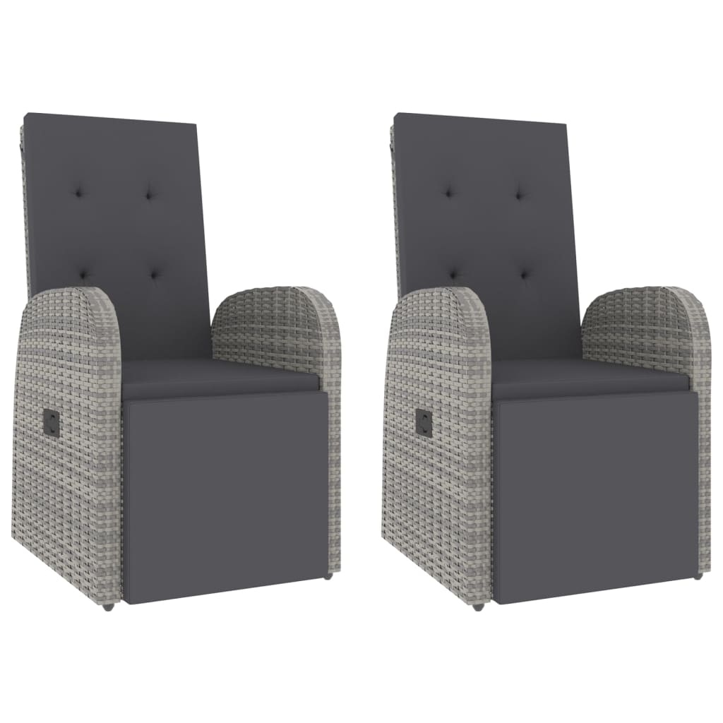 3 pcs conjunto lounge de jardim vime PE/acácia maciça cinza