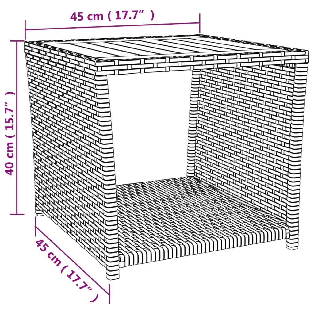 3 pcs conjunto lounge de jardim vime PE/acácia maciça cinza