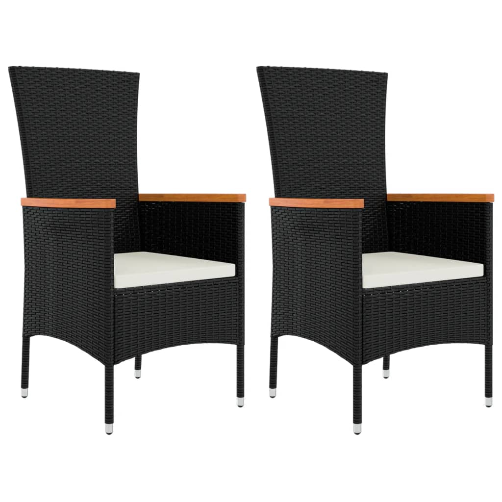 3 pcs conjunto lounge de jardim vime PE e aço preto