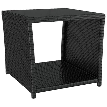 3 pcs conjunto lounge de jardim vime PE e aço preto