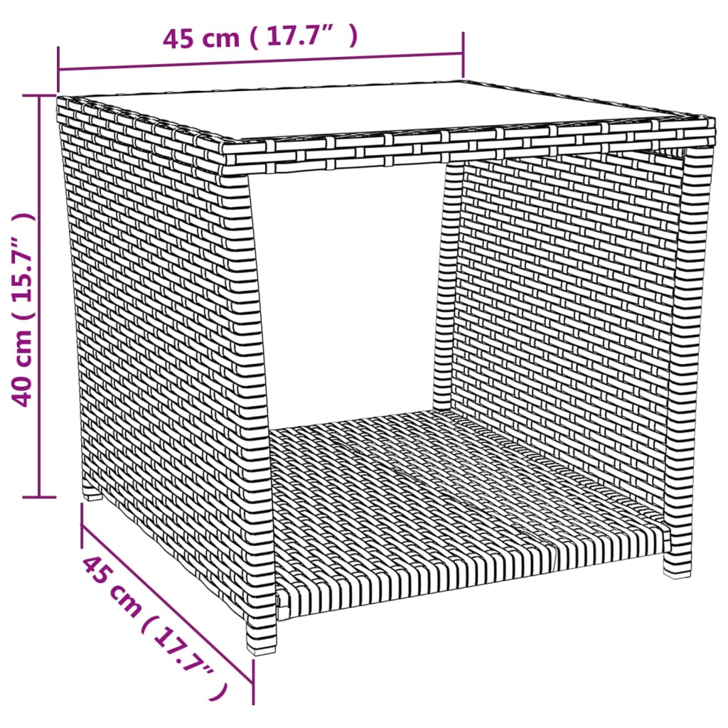 3 pcs conjunto lounge de jardim vime PE e aço preto