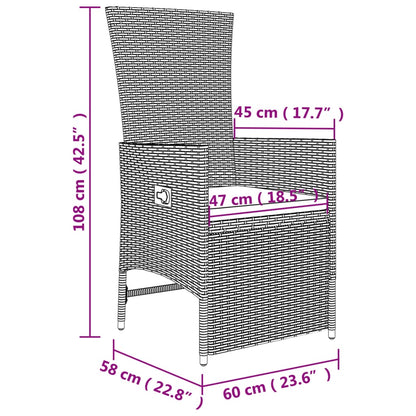 3 pcs conjunto lounge para jardim vime PE e aço bege