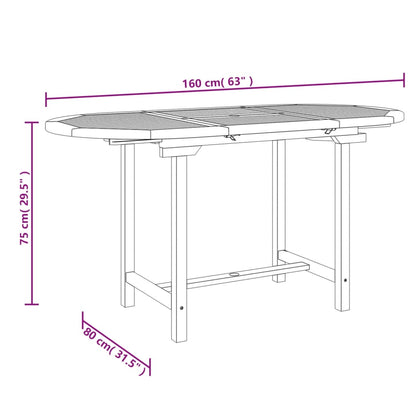 Mesa de jardim extensível 110-160x80x75 cm teca maciça