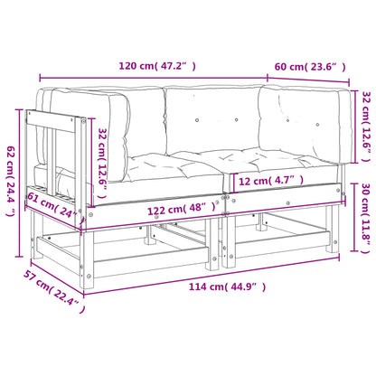 Sofás de canto com almofadões 2 pcs pinho impregnado