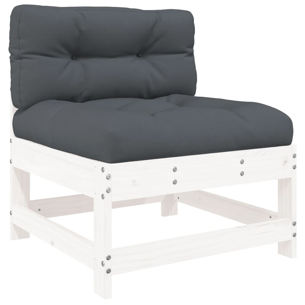 3pcs conjunto lounge jardim c/ almofadões madeira maciça branco