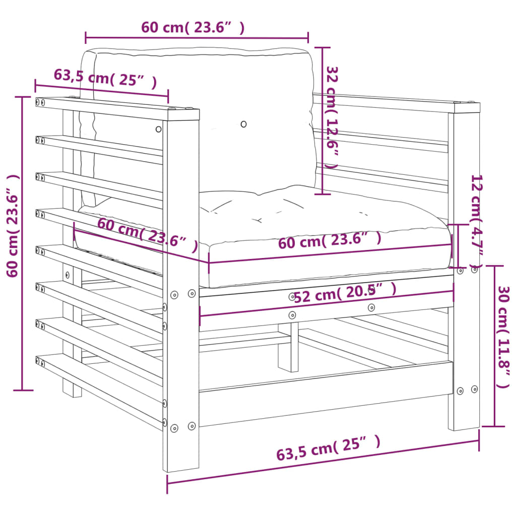 Cadeiras de jardim c/ almofadões 2 pcs pinho maciço cinzento