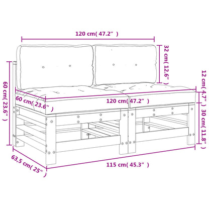 Sofás de centro com almofadões 2 pcs pinho maciço cinzento