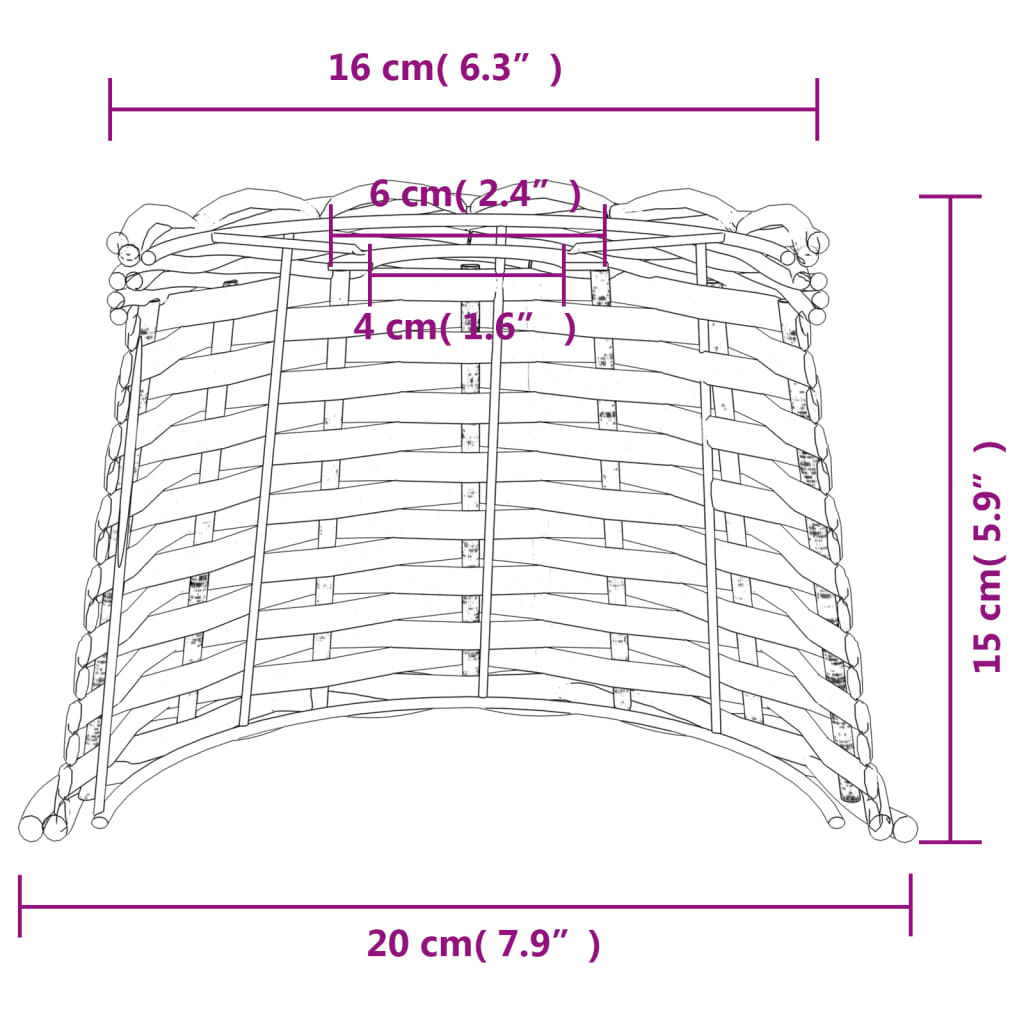 Abajur de teto Ø20x15 cm vime castanho