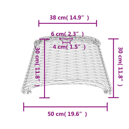 Abajur de teto Ø50x30 cm vime castanho