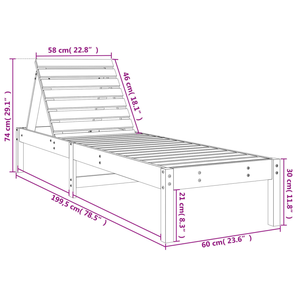 Espreguiçadeiras 2 pcs com mesa madeira de pinho maciça