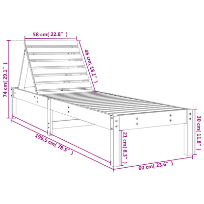 Espreguiçadeiras 2 pcs com mesa madeira de pinho maciça