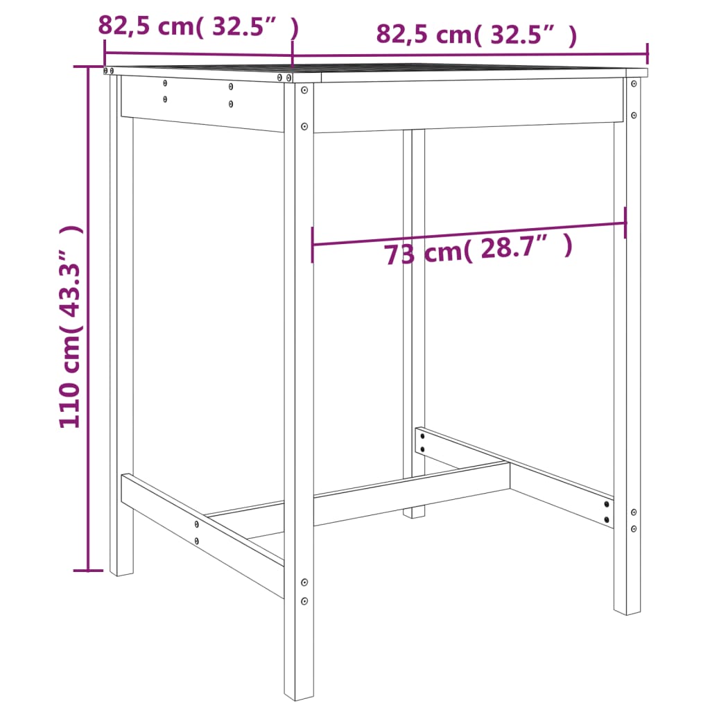 3 pcs conjunto de bar para jardim madeira de pinho maciça