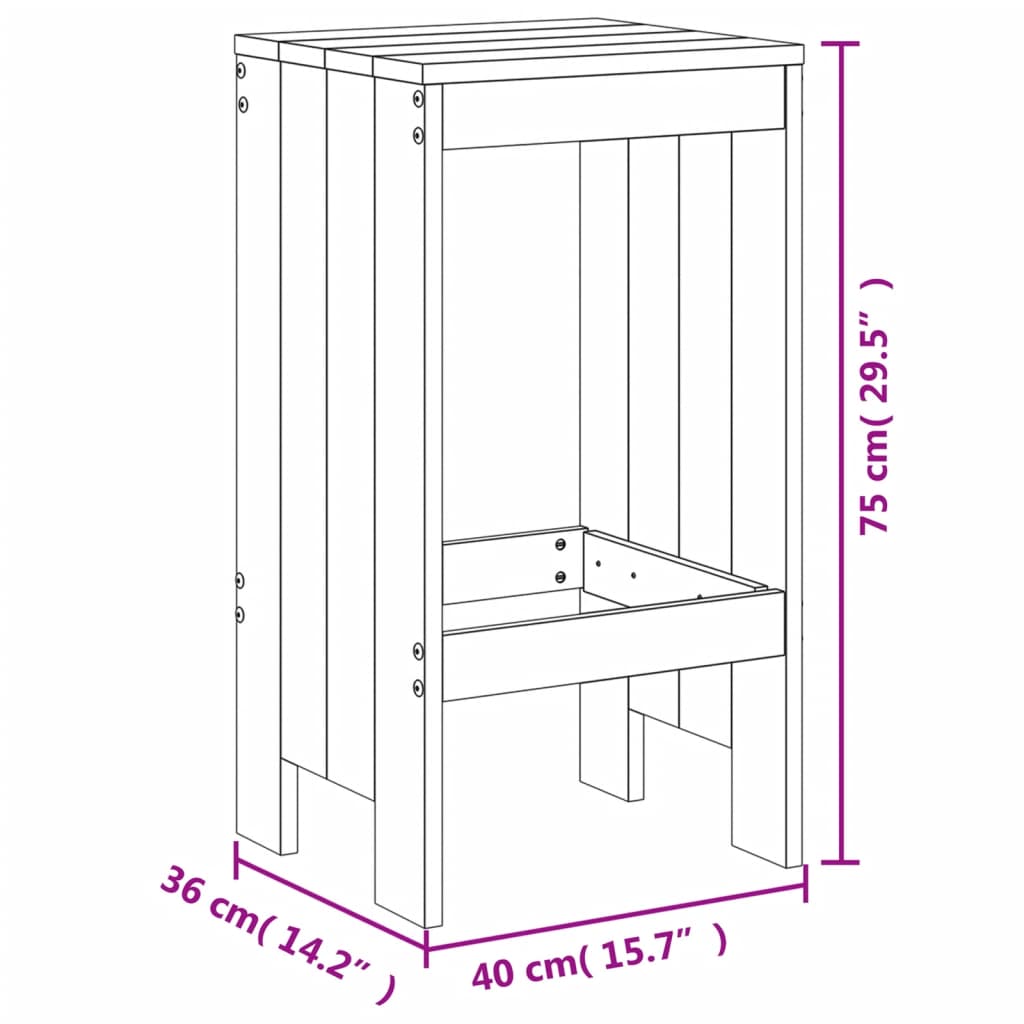 3 pcs conjunto de bar para jardim madeira de pinho maciça