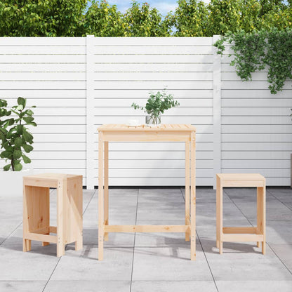 3 pcs conjunto de bar para jardim madeira de pinho maciça