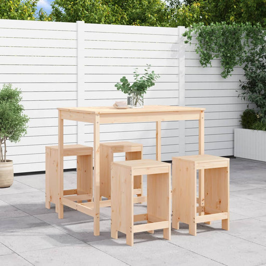 5 pcs conjunto de bar para jardim pinho maciço