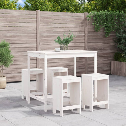 5 pcs conjunto de bar para jardim pinho maciço branco