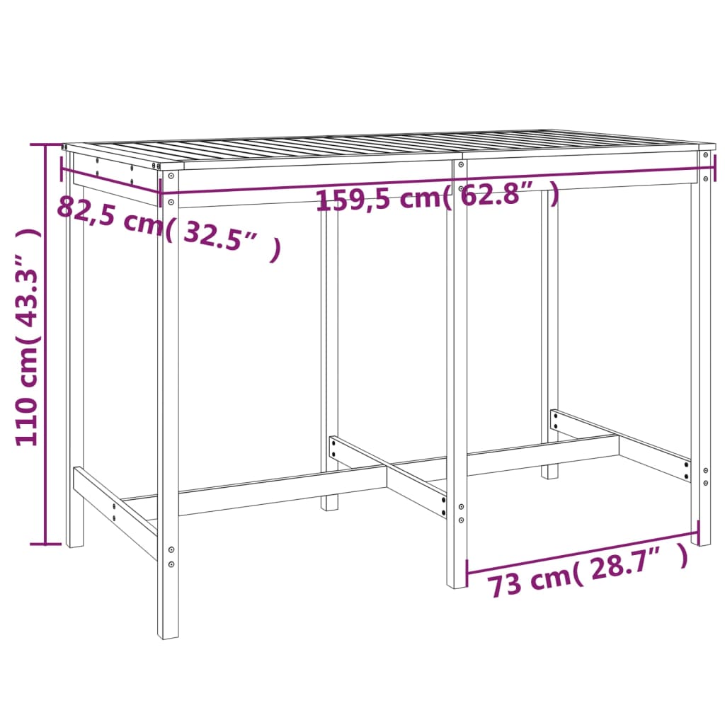 7 pcs conjunto de bar para jardim pinho maciço