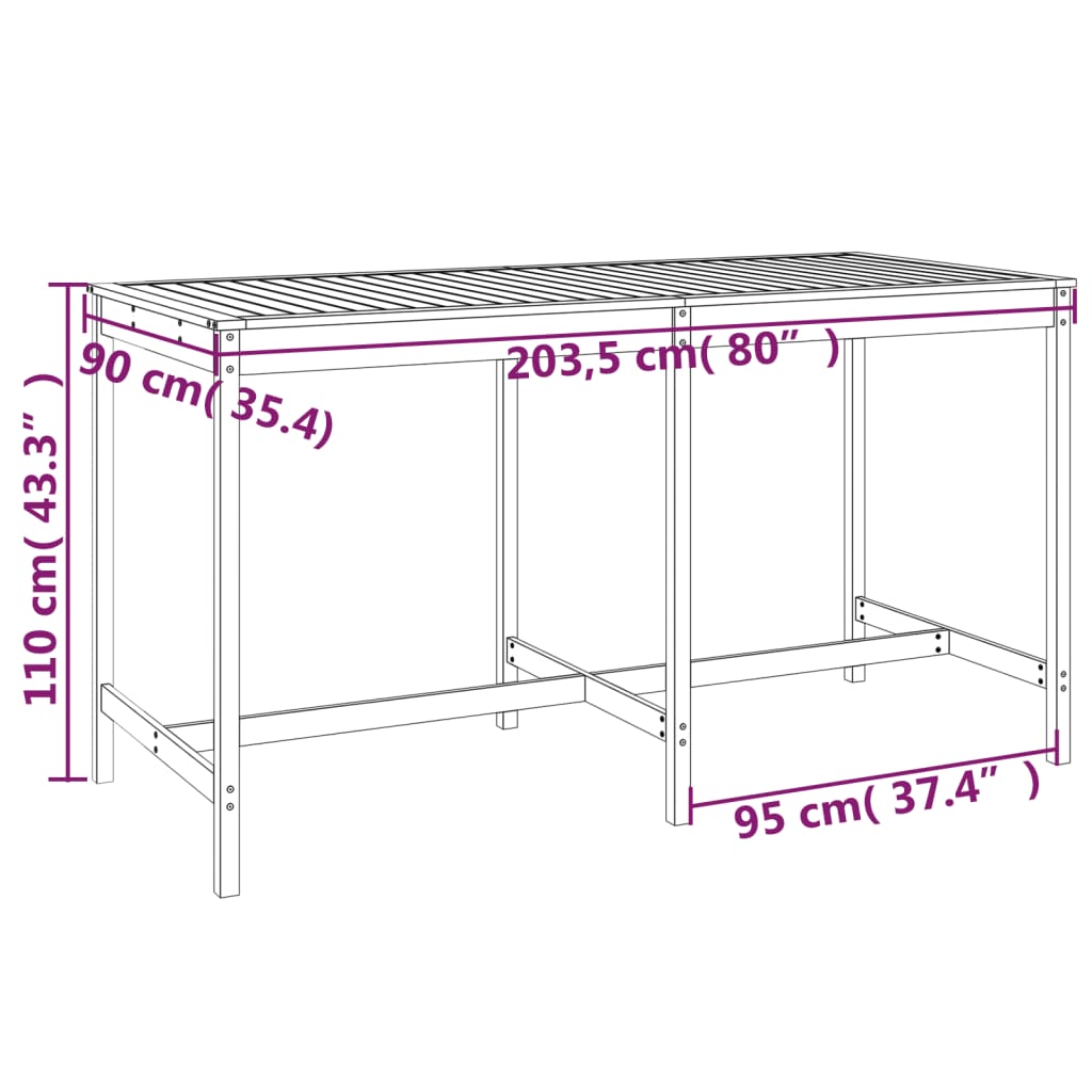 9 pcs conjunto de bar para jardim pinho maciço