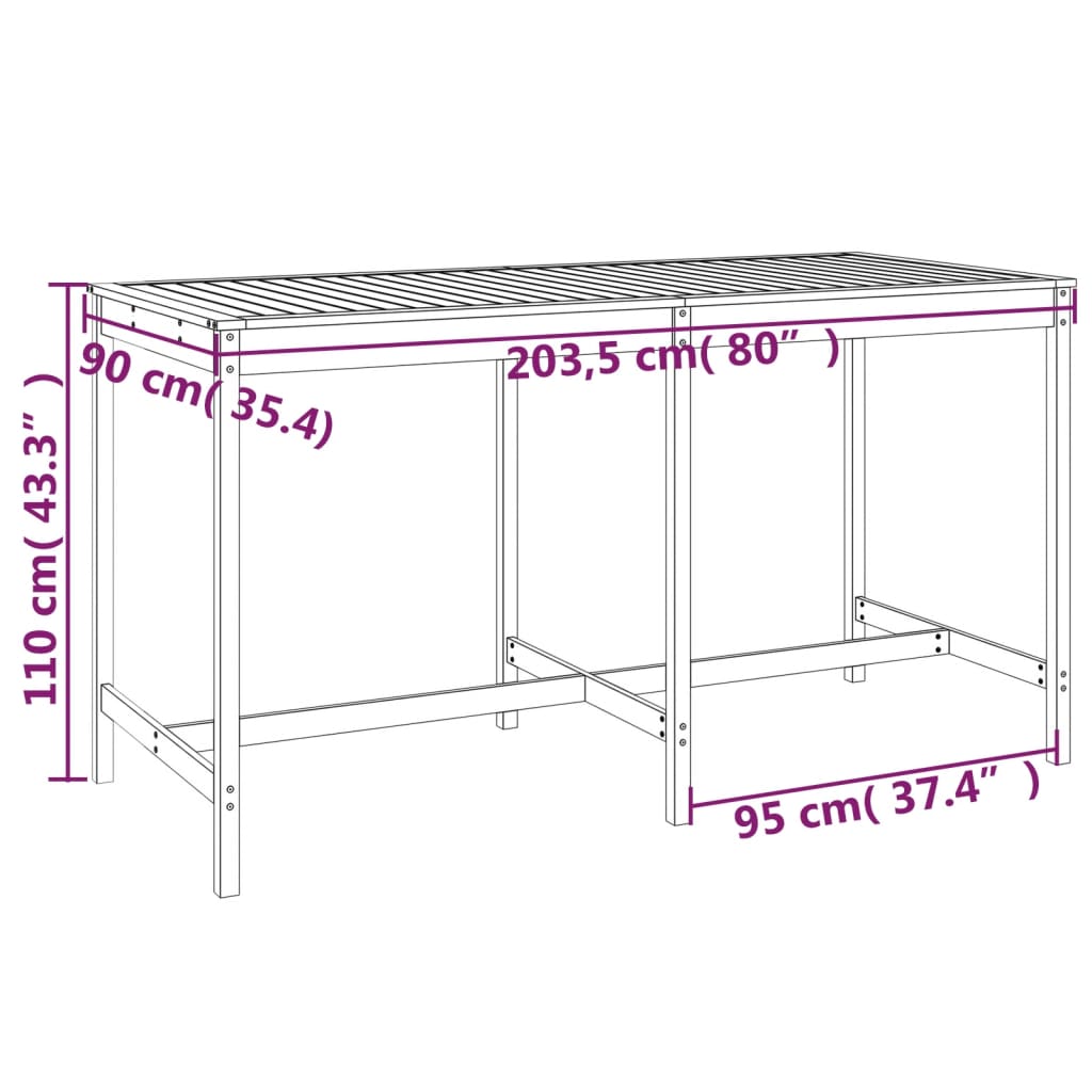 9 pcs conjunto de bar para jardim pinho maciço cinzento