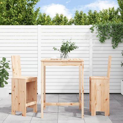 3 pcs conjunto de bar para jardim madeira de pinho maciça