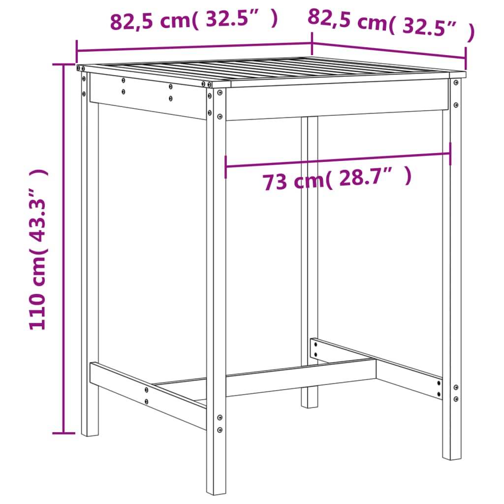 3 pcs conjunto de bar para jardim pinho maciço branco