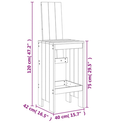 3 pcs conjunto de bar para jardim madeira de douglas maciça