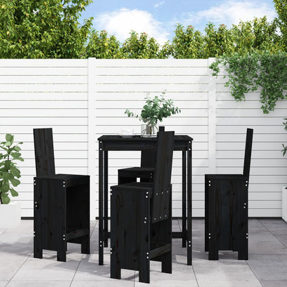 5 pcs conjunto de bar para jardim pinho maciço preto