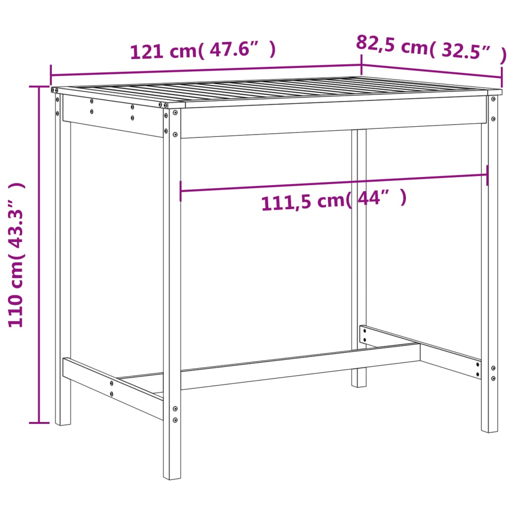 5 pcs conjunto de bar para jardim pinho maciço