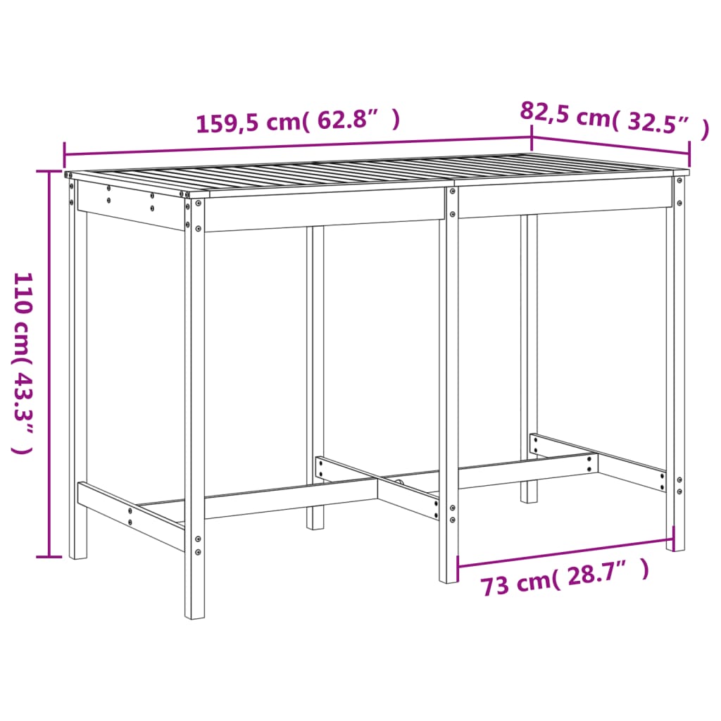 7 pcs conjunto de bar para jardim madeira de douglas maciça