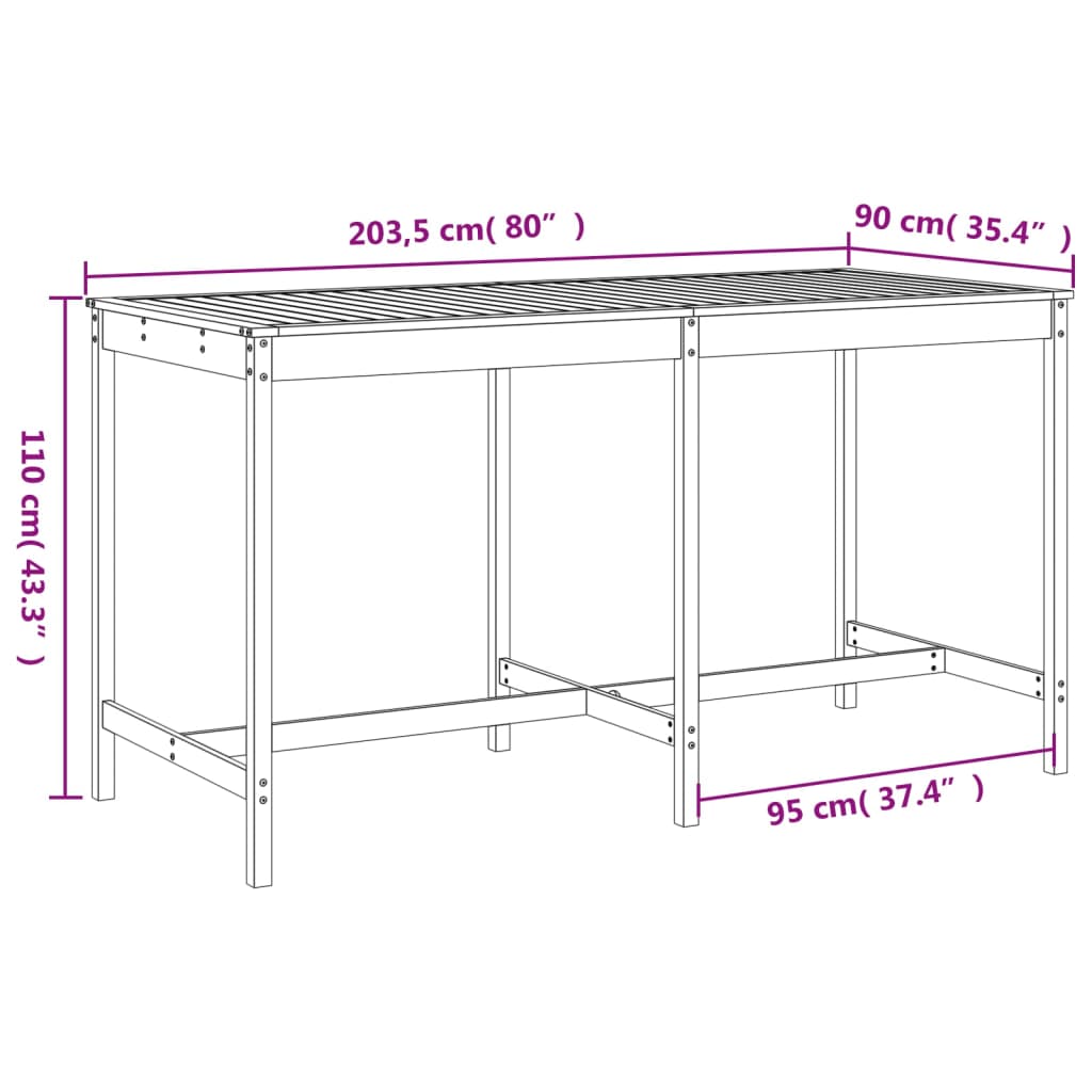 9 pcs conjunto de bar para jardim pinho maciço