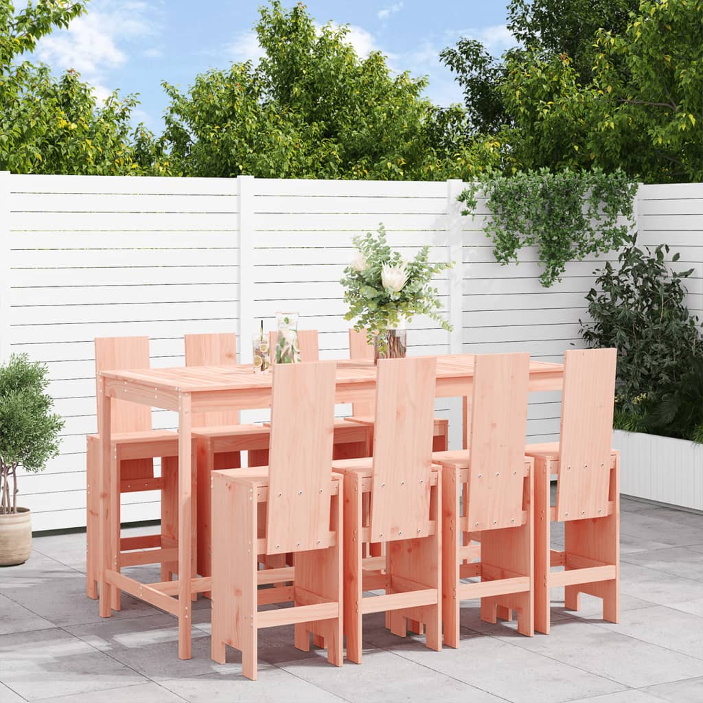 9 pcs conjunto de bar para jardim madeira de douglas maciça