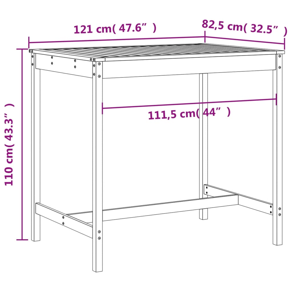 5 pcs conjunto de bar para jardim pinho maciço