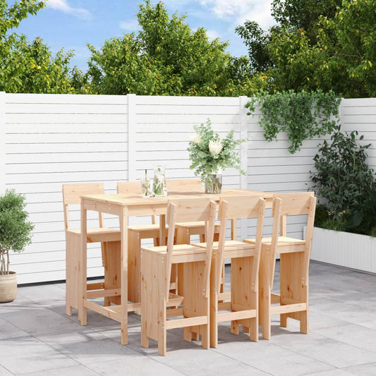 7 pcs conjunto de bar para jardim pinho maciço