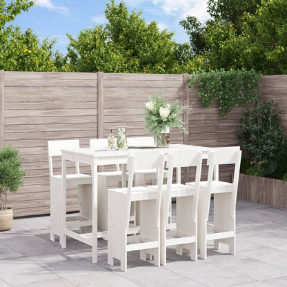 7 pcs conjunto de bar para jardim pinho maciço branco