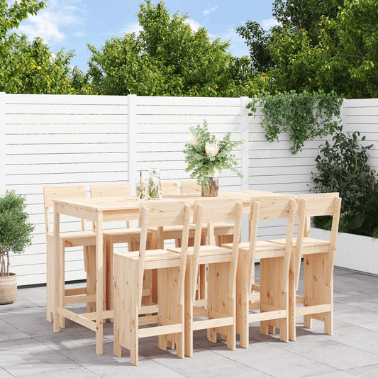 9 pcs conjunto de bar para jardim pinho maciço