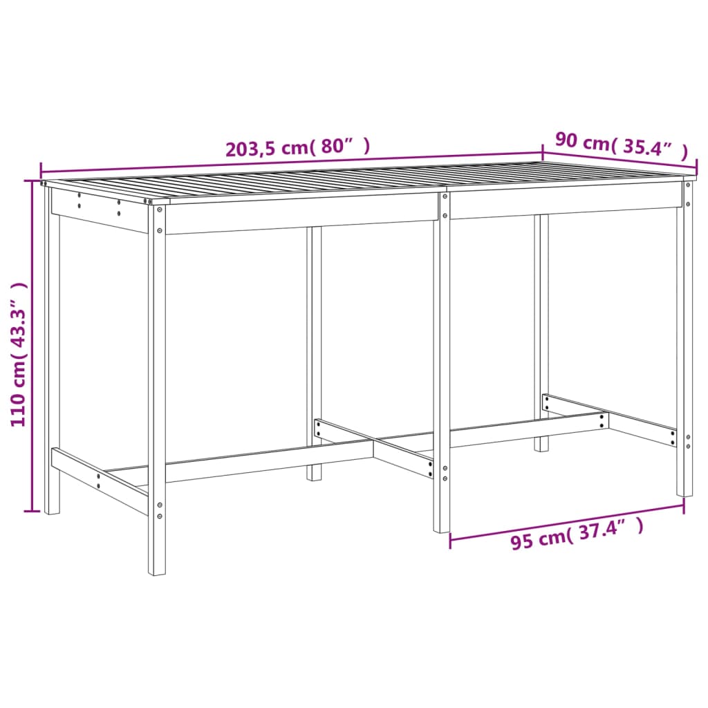 9 pcs conjunto de bar para jardim pinho maciço branco