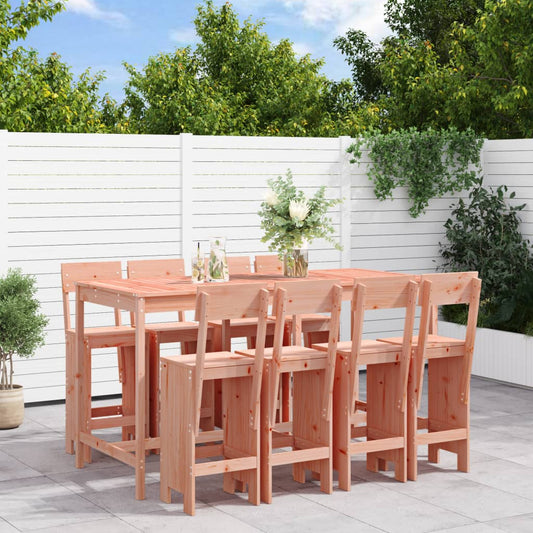 9 pcs conjunto de bar para jardim madeira de douglas maciça