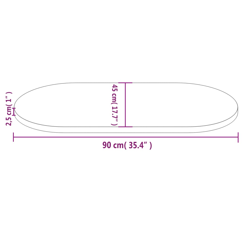 Tampo de mesa oval 90x45x2,5 cm madeira de pinho maciça branco