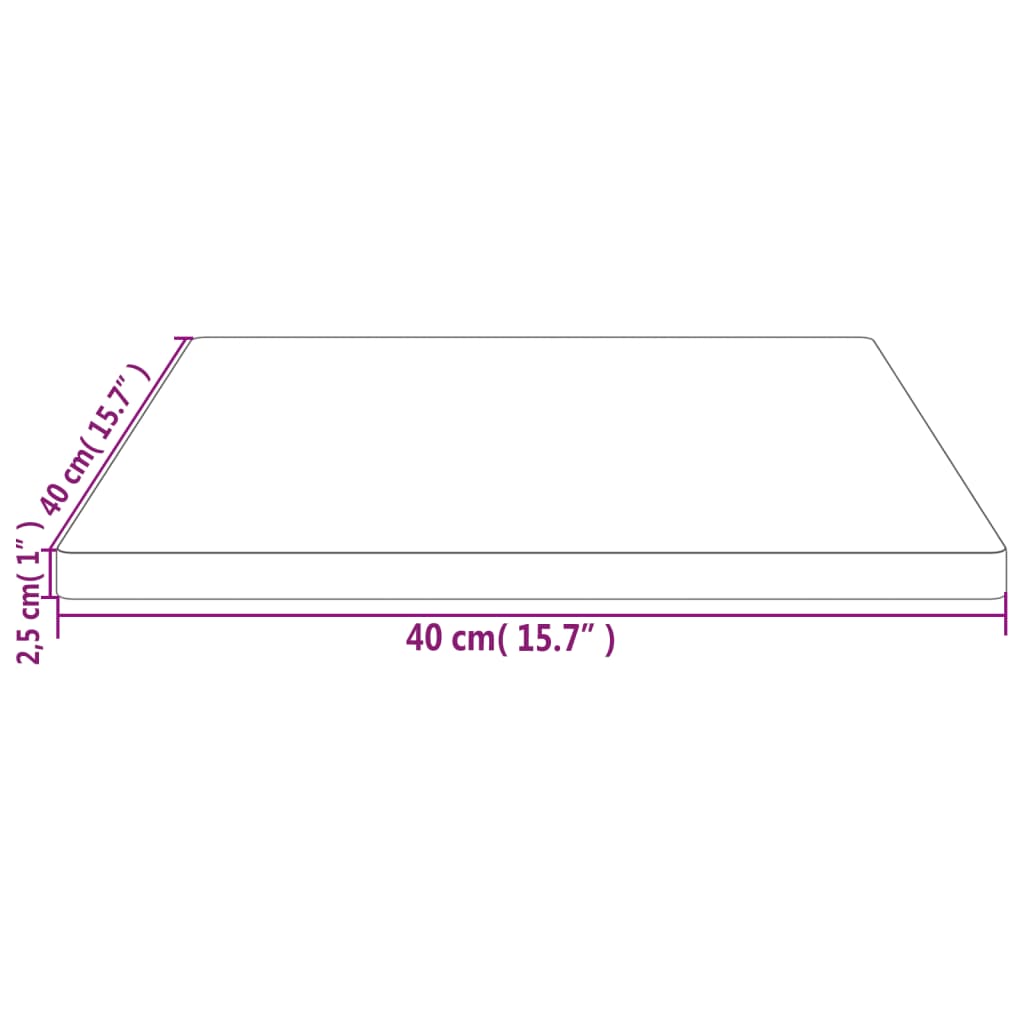 Tampo de mesa quadrado 40x40x2,5 cm pinho maciço branco