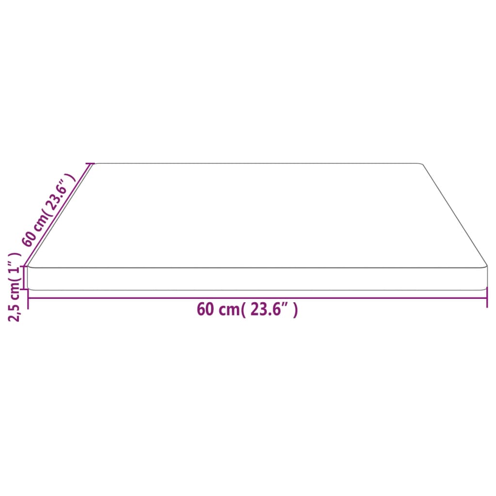 Tampo de mesa quadrado 60x60x2,5 cm pinho maciço branco