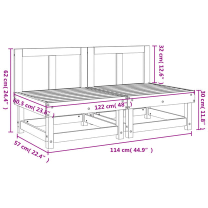 Sofás de centro para jardim 2 pcs madeira pinho maciça cinzento