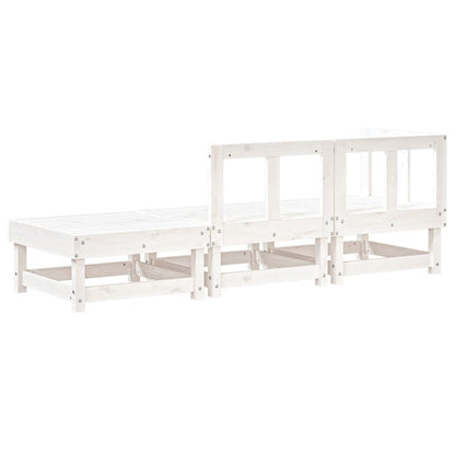 3 pcs conjunto lounge de jardim madeira de pinho maciça branco