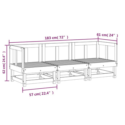 3 pcs conjunto lounge de jardim madeira de pinho maciça