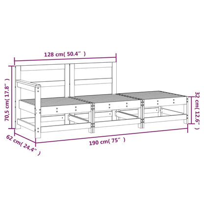 3 pcs conjunto lounge de jardim madeira de pinho maciça