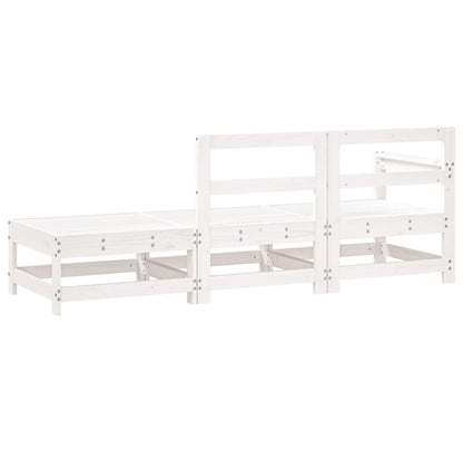 3 pcs conjunto lounge de jardim madeira de pinho maciça branco