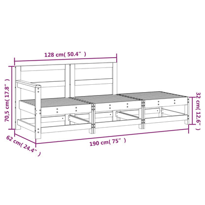 3 pcs conjunto lounge jardim madeira pinho maciça castanho-mel