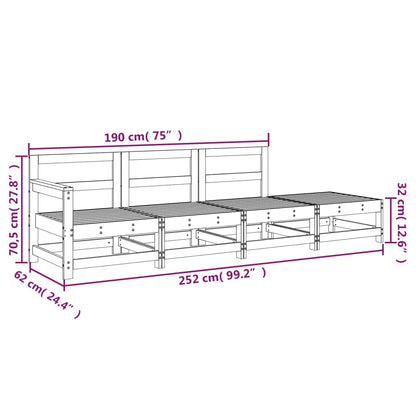 4 pcs conjunto lounge de jardim madeira de pinho maciça