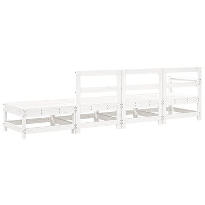 4 pcs conjunto lounge de jardim madeira de pinho maciça branco