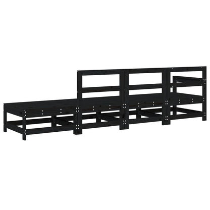 4 pcs conjunto lounge de jardim madeira de pinho maciça preto