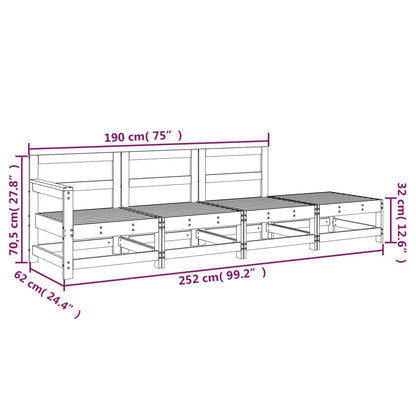 4 pcs conjunto lounge de jardim madeira de pinho maciça preto